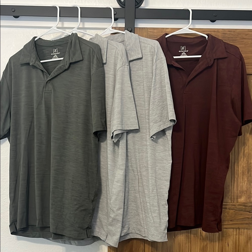 George Men's Polo Shirt Set - Dark Green, Gray, and Burgundy